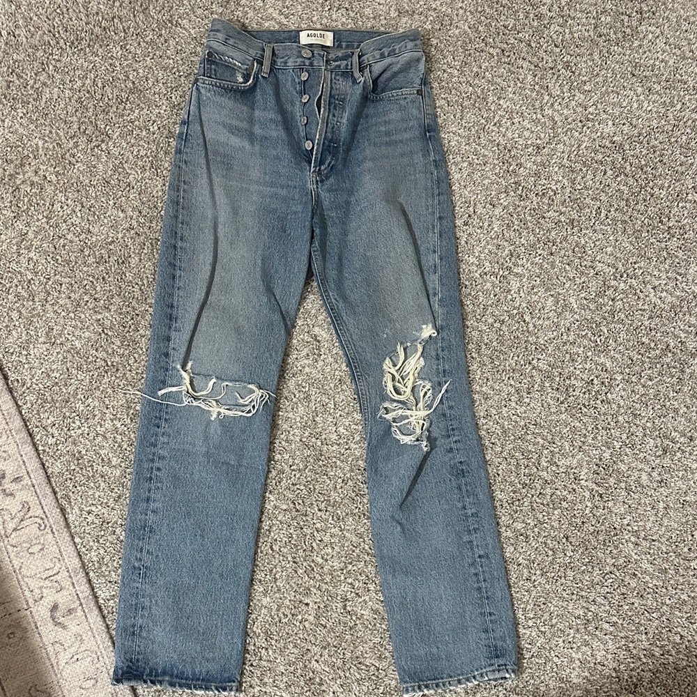 Agolde Light Blue Denim Button Fly Jeans